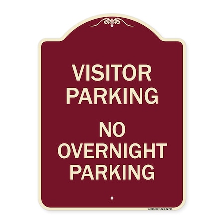 Visitor Parking No Overnight Parking Heavy-Gauge Aluminum Architectural Sign